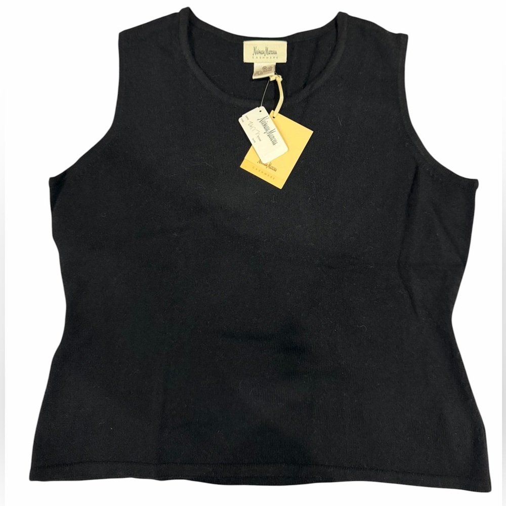 Neiman Marcus 100% Cashmere Black Sleeveless Tank Medium NWT